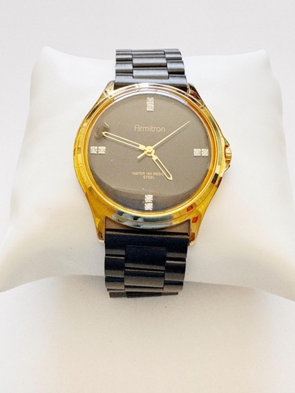 Armitron Gold Tone Black Steel Watch 42mm 7.75”